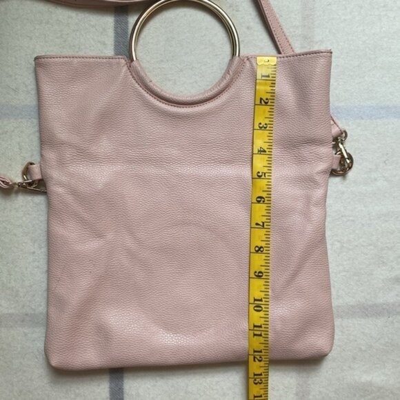 Blush Pink Faux Leather Ring Handle Crossbody Purse With Matching Pouch - Picture 12 of 15
